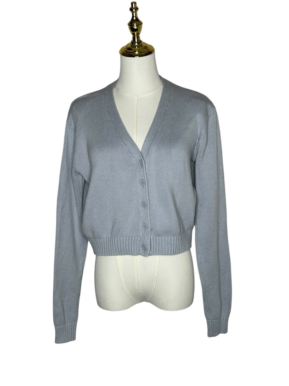 Brandy Melville Croquette Girl Cropped V-Neck Button Cardigan Sz S Soft Girl EUC